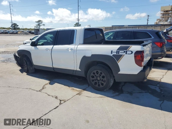 2022 Honda Ridgeline RTL-E with VIN 5FPYK3F72NB018843, listed as a Copart auction lot 50070165 with 53,043 mi miles and Salvage Title. Bid and sale history available at DreamBid. Image 2.
