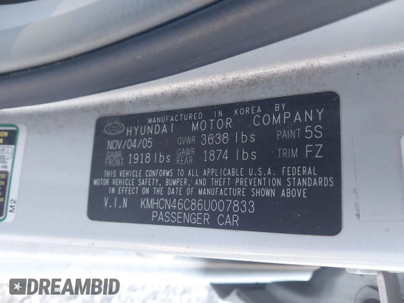 2006 Hyundai Accent GLS with VIN KMHCN46C86U007833, listed as a IAAI auction lot 41760603 with 60,030 mi miles. Bid and sale history available at carsss.com. Image 9.