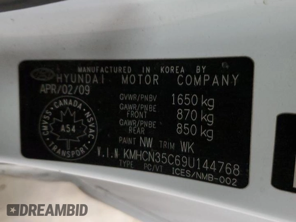2009 Hyundai Accent Man L with VIN KMHCN35C69U144768, listed as a Copart auction lot 78474104 with 260,904 mi miles and Salvage Title. Bid and sale history available at carsss.com. Image 13.