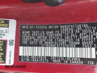 2015 Toyota Corolla L with VIN 2T1BURHEXFC310169, listed as a IAAI auction lot 42009753 with 163,385 mi miles and . Bid and sale history available at DreamBid. Image 9.