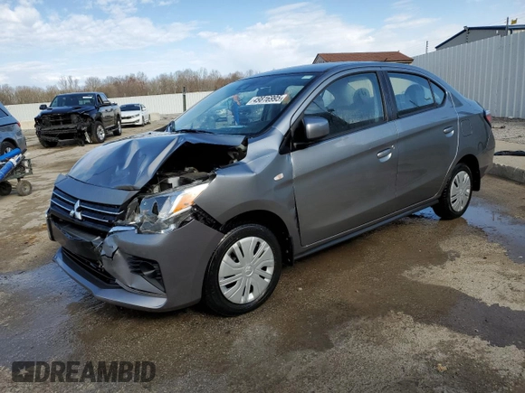 2022 Mitsubishi Mirage ES z VIN ML32FUFJ8NHF05636, wystawiony jako Copart lot #49816995 z przebiegiem 19 133 mil mil oraz Szkoda całkowita • Salvage title. Historia ofert i sprzedaży dostępna na DreamBid. Obrazek 1.