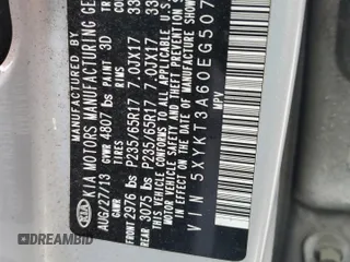2014 Kia Sorento LX with VIN 5XYKT3A60EG507664, listed as a Copart auction lot 51163345 with 116,423 mi miles and Salvage Title. Bid and sale history available at carsss.com. Image 13.