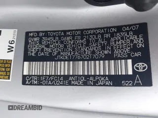 2007 Scion tC Spec z VIN JTKDE177670217079, wystawiony jako IAAI lot #42371918 z przebiegiem 250 554 mil mil oraz . Historia ofert i sprzedaży dostępna na DreamBid. Obrazek 9.