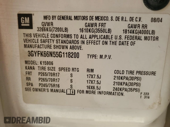 2005 Cadillac Escalade ESV z VIN 3GYFK66N55G118200, wystawiony jako Copart lot #59018515 z przebiegiem 200 801 mil mil oraz Szkoda całkowita • Salvage title. Historia ofert i sprzedaży dostępna na DreamBid. Obrazek 13.