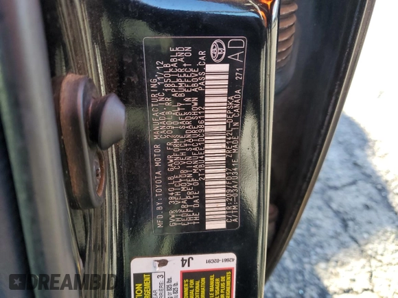 2013 Toyota Corolla L with VIN 2T1BU4EE1DC986112, listed as a Copart auction lot 86297594 with 147,187 mi miles and Salvage Title. Bid and sale history available at DreamBid. Image 12.