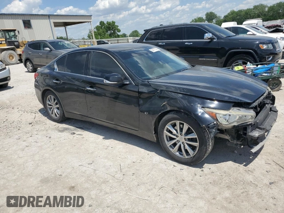 2014 Infiniti Q50 Premium with VIN JN1BV7AP6EM691276, listed as a Copart auction lot 56111145 with 209,033 mi miles and Salvage title. Bid and sale history available at DreamBid. Image 4.