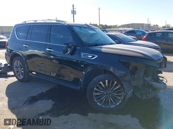 2019 Infiniti QX80 Luxe with VIN JN8AZ2NF5K9689409, listed as a IAAI auction lot 41729013 with 85,668 mi miles and . Bid and sale history available at DreamBid. Image 1.