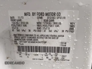 2014 Ford F-150 XL with VIN 1FTMF1EM8EKD07316, listed as a IAAI auction lot 41243529 with 91,577 mi miles and . Bid and sale history available at DreamBid. Image 9.