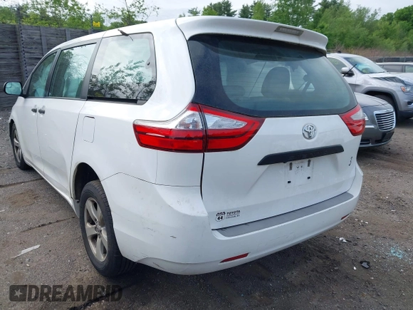2017 Toyota Sienna L with VIN 5TDZZ3DC3HS793595, listed as a IAAI auction lot 42352780 with 153,161 mi miles and . Bid and sale history available at DreamBid. Image 3.