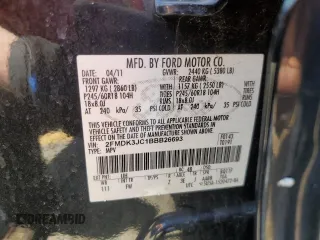 2011 Ford Edge SEL with VIN 2FMDK3JC1BBB26693, listed as a Copart auction lot 52870505 with 124,212 mi miles and Clean Title. Bid and sale history available at DreamBid. Image 14.