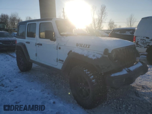 2021 Jeep Wrangler Unlimited Willys with VIN 1C4HJXDN9MW831580, listed as a Copart auction lot 87235714 with 42,442 mi miles and Non Repairable. Bid and sale history available at DreamBid. Image 4.