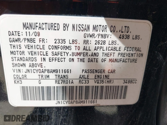 2010 Infiniti M with VIN JN1CY0AP8AM911661, listed as a IAAI auction lot 42102262 with 243,216 mi miles and . Bid and sale history available at carsss.com. Image 9.