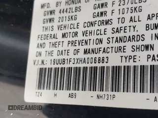 2017 Acura TLX with VIN 19UUB1F3XHA006883, listed as a IAAI auction lot 41378116 with 113,469 mi miles. Bid and sale history available at carsss.com. Image 9.