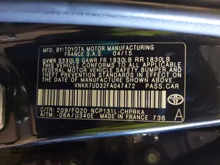 2015 Toyota Yaris L with VIN VNKKTUD32FA047472, listed as a IAAI auction lot 41674754 with 139,683 mi miles. Bid and sale history available at carsss.com. Image 9.