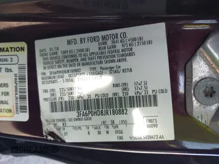 2018 Ford Fusion SE with VIN 3FA6P0HD8JR180882, listed as a IAAI auction lot 41816022 with 192,050 mi miles. Bid and sale history available at carsss.com. Image 9.