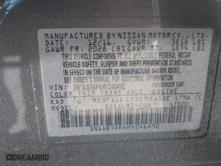 2017 Nissan Sentra SV with VIN 3N1AB7AP4HY246492, listed as a IAAI auction lot 41294958 with 80,263 mi miles. Bid and sale history available at carsss.com. Image 9.