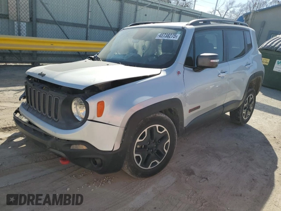 2015 Jeep Renegade Trailhawk with VIN ZACCJBCT8FPB28355, listed as a Copart auction lot 48738275 with 64,423 mi miles and Salvage title. Bid and sale history available at DreamBid. Image 1.