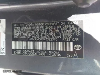 2007 Toyota Camry CE with VIN JTNBE46K073022370, listed as a IAAI auction lot 41845272 with 76,864 mi miles. Bid and sale history available at carsss.com. Image 9.