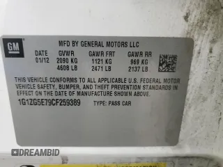 2012 Chevrolet Malibu LTZ with VIN 1G1ZG5E79CF259389, listed as a Copart auction lot 44201685 with 162,198 mi miles and Salvage Title. Bid and sale history available at DreamBid. Image 15.