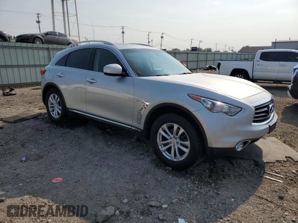 2014 Infiniti QX70 with VIN JN8CS1MW8EM411680, listed as a Copart auction lot 60350065 with 124,245 mi miles and Salvage title. Bid and sale history available at DreamBid. Image 4.
