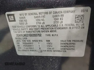 2016 GMC Terrain SLE z VIN 2GKFLNE31G6355752, wystawiony jako IAAI lot #42467807 z przebiegiem 125 713 mil mil oraz . Historia ofert i sprzedaży dostępna na DreamBid. Obrazek 9.
