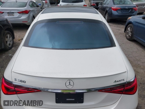 2023 Mercedes-Benz S 580 with VIN W1K6G7GBXPA184878, listed as a IAAI auction lot 42169511 with 12,496 mi miles and . Bid and sale history available at DreamBid. Image 16.