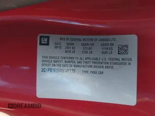 2013 Chevrolet Camaro LT z VIN 2G1FB1E39D9141179, wystawiony jako IAAI lot #42251362 z przebiegiem 135 433 mil mil oraz . Historia ofert i sprzedaży dostępna na DreamBid. Obrazek 9.