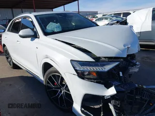 2021 Audi Q8 Premium Plus with VIN WA1EVAF12MD032227, listed as a IAAI auction lot 41193948 with 1 mi miles. Bid and sale history available at carsss.com. Image 1.