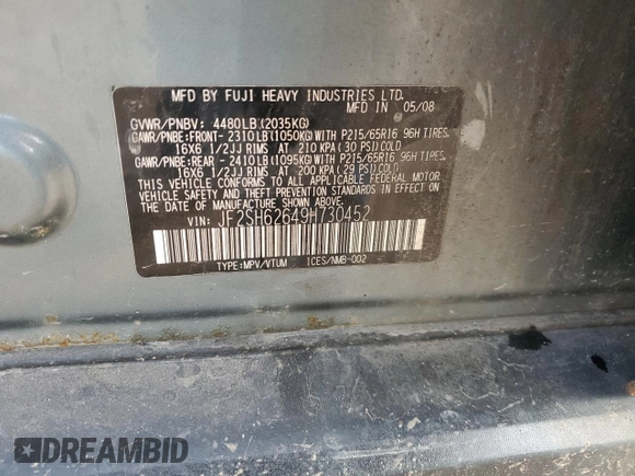 2009 Subaru Forester с VIN JF2SH62649H730452, выставлен на аукционе Copart как лот 59366595 с пробегом 328 422 миль миль и Чистый • Clean title. История ставок и продаж доступна на DreamBid. Изображение 12.
