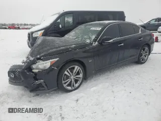 2019 Infiniti Q50 3.0t LUXE with VIN JN1EV7AR8KM591285, listed as a Copart auction lot 87504615 with 0 mi miles and Salvage Title. Bid and sale history available at carsss.com. Image 1.