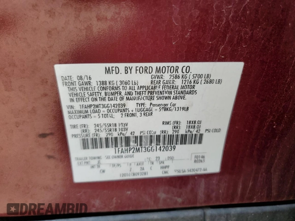 2016 Ford Police Interceptor with VIN 1FAHP2MT3GG142039, listed as a Copart auction lot 53619695 with 59,236 mi miles and Salvage title. Bid and sale history available at DreamBid. Image 12.