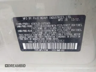 2013 Subaru Crosstrek Premium with VIN JF2GPAVC4D2828051, listed as a IAAI auction lot 41236706 with 146,739 mi miles and . Bid and sale history available at DreamBid. Image 9.