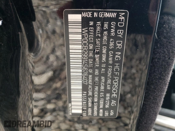 2004 Porsche 911 Carrera S z VIN WP0CB29914S676407, wystawiony jako Copart lot #73391713 z przebiegiem Nie podano mil oraz Szkoda całkowita • Salvage title. Historia ofert i sprzedaży dostępna na DreamBid. Obrazek 12.