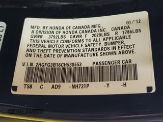 2012 Honda Civic Cpe EX-L with VIN 2HGFG3B16CH530553, listed as a Copart auction lot 47169475 with 122,737 mi miles and Clean Title. Bid and sale history available at carsss.com. Image 12.