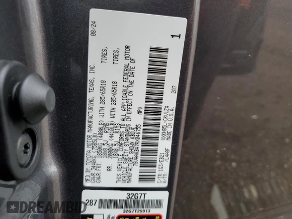 2024 Toyota Sequoia SR5 with VIN 7SVAAABA7RX046755, listed as a Copart auction lot 78399534 with 1,892 mi miles and Salvage Title. Bid and sale history available at carsss.com. Image 16.