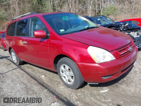 2008 Kia Sedona LX with VIN KNDMB233186262678, listed as a IAAI auction lot 41854128 with 143,829 mi miles. Bid and sale history available at carsss.com. Image 1.