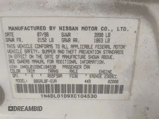 1999 Nissan Altima XE with VIN 1N4DL01D9XC104530, listed as a IAAI auction lot 42141246 with 168,803 mi miles. Bid and sale history available at carsss.com. Image 9.