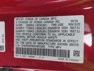 2025 Honda CR-V Hybrid Sport-L with VIN 2HKRS6H82SH803266, listed as a IAAI auction lot 41340156 with 5,966 mi miles. Bid and sale history available at carsss.com. Image 9.
