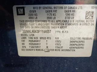 2015 Chevrolet Equinox LS z VIN 2GNALAEK3F1144657, wystawiony jako IAAI lot #41812619 z przebiegiem 113 526 mil mil oraz . Historia ofert i sprzedaży dostępna na DreamBid. Obrazek 9.