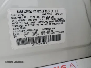 2012 Infiniti G25 Journey with VIN JN1DV6AP2CM812370, listed as a Copart auction lot 56016535 with 163,502 mi miles and Salvage title. Bid and sale history available at DreamBid. Image 12.