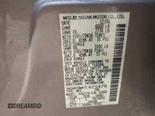 2007 Nissan Pathfinder SE z VIN 5N1AR18W47C625479, wystawiony jako IAAI lot #42398676 z przebiegiem 227 037 mil mil oraz . Historia ofert i sprzedaży dostępna na DreamBid. Obrazek 9.