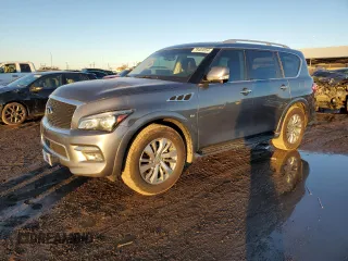 2015 Infiniti QX80 with VIN JN8AZ2NC1F9370925, listed as a Copart auction lot 79489854 with 147,165 mi miles and Salvage Title. Bid and sale history available at carsss.com. Image 1.