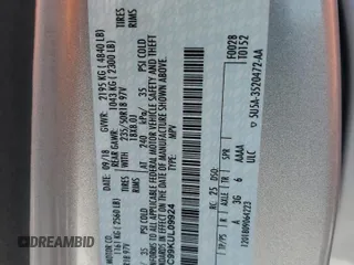 2019 Lincoln MKC Select with VIN 5LMCJ2C99KUL09924, listed as a Copart auction lot 57176145 with 55,094 mi miles and Salvage title. Bid and sale history available at DreamBid. Image 14.