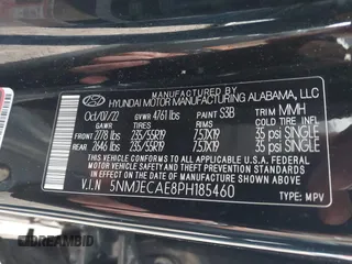 2023 Hyundai Tucson Limited with VIN 5NMJECAE8PH185460, listed as a IAAI auction lot 42383919 with 35,804 mi miles and . Bid and sale history available at DreamBid. Image 9.