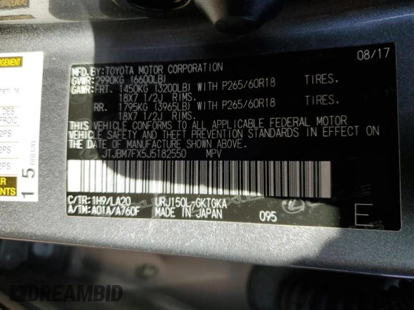 2018 Lexus GX with VIN JTJBM7FX5J5182550, listed as a Copart auction lot 36666723 with 55,419 mi miles. Bid and sale history available at carsss.com. Image 12.