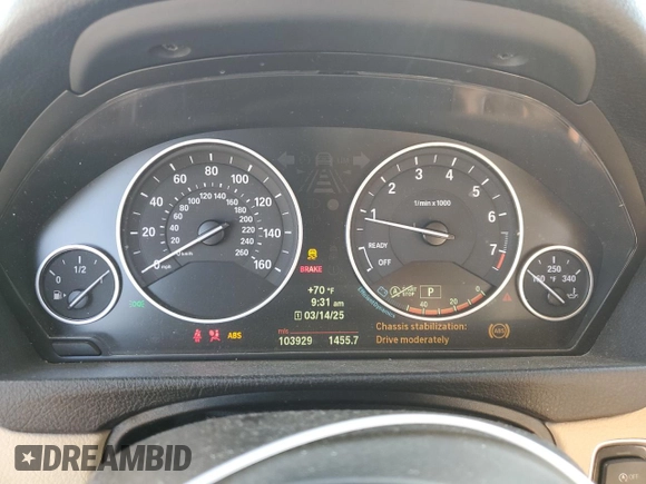 2013 BMW 3 Series 328i with VIN WBA3C1G57DNR47232, listed as a Copart auction lot 52994145 with 103,929 mi miles and Salvage Title. Bid and sale history available at carsss.com. Image 9.