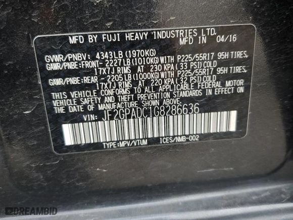 2016 Subaru Crosstrek Premium with VIN JF2GPADC1G8286636, listed as a Copart auction lot 80789834 with 96,056 mi miles and Clean Title. Bid and sale history available at carsss.com. Image 15.