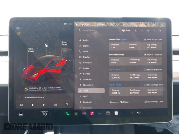 2024 Tesla Model Y Performance with VIN 7SAYGDEF3RF032980, listed as a IAAI auction lot 41619450 with 12,105 mi miles and . Bid and sale history available at DreamBid. Image 7.