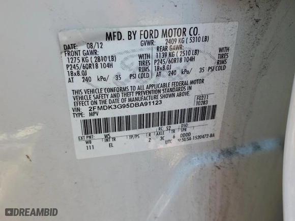 2013 Ford Edge SE with VIN 2FMDK3G95DBA91123, listed as a Copart auction lot 47737085 with 182,793 mi miles and Non Repairable. Bid and sale history available at carsss.com. Image 15.