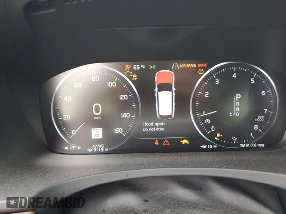2020 Volvo V90 with VIN YV1A22VL5L1128028, listed as a Copart auction lot 53423874 with 47,745 mi miles and Salvage title. Bid and sale history available at DreamBid. Image 9.